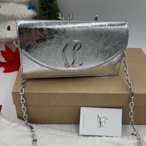 Women’s Christian Louboutin LOUBI 54 clutch bag/shoulder bag with chain Italy
